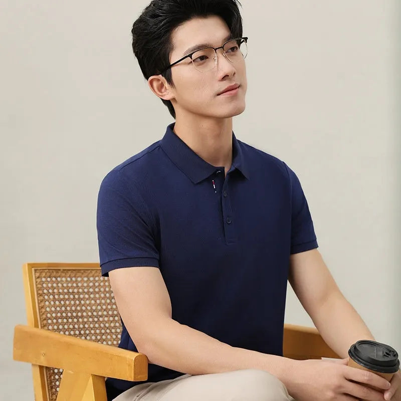 Solid colour catering work polo shirt in cotton blend fabric with short sleeves