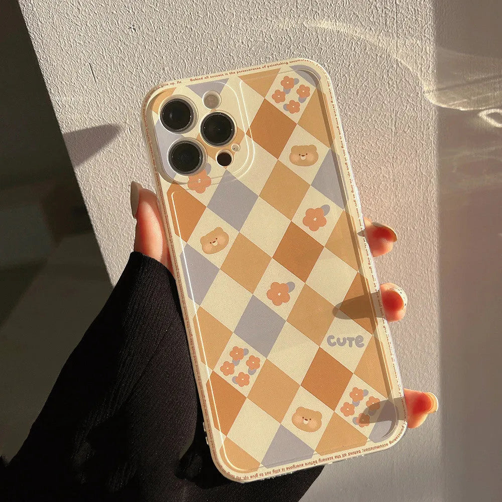 Geometric rhombus grid soft TPU phone case for Apple iPhone in photo colour