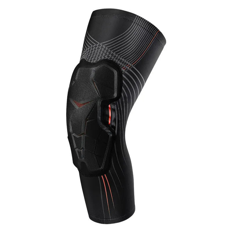 Sports sponge anti-impact knee pad in black orange colour, polyester fabric, for outdoor cycling running and basketball