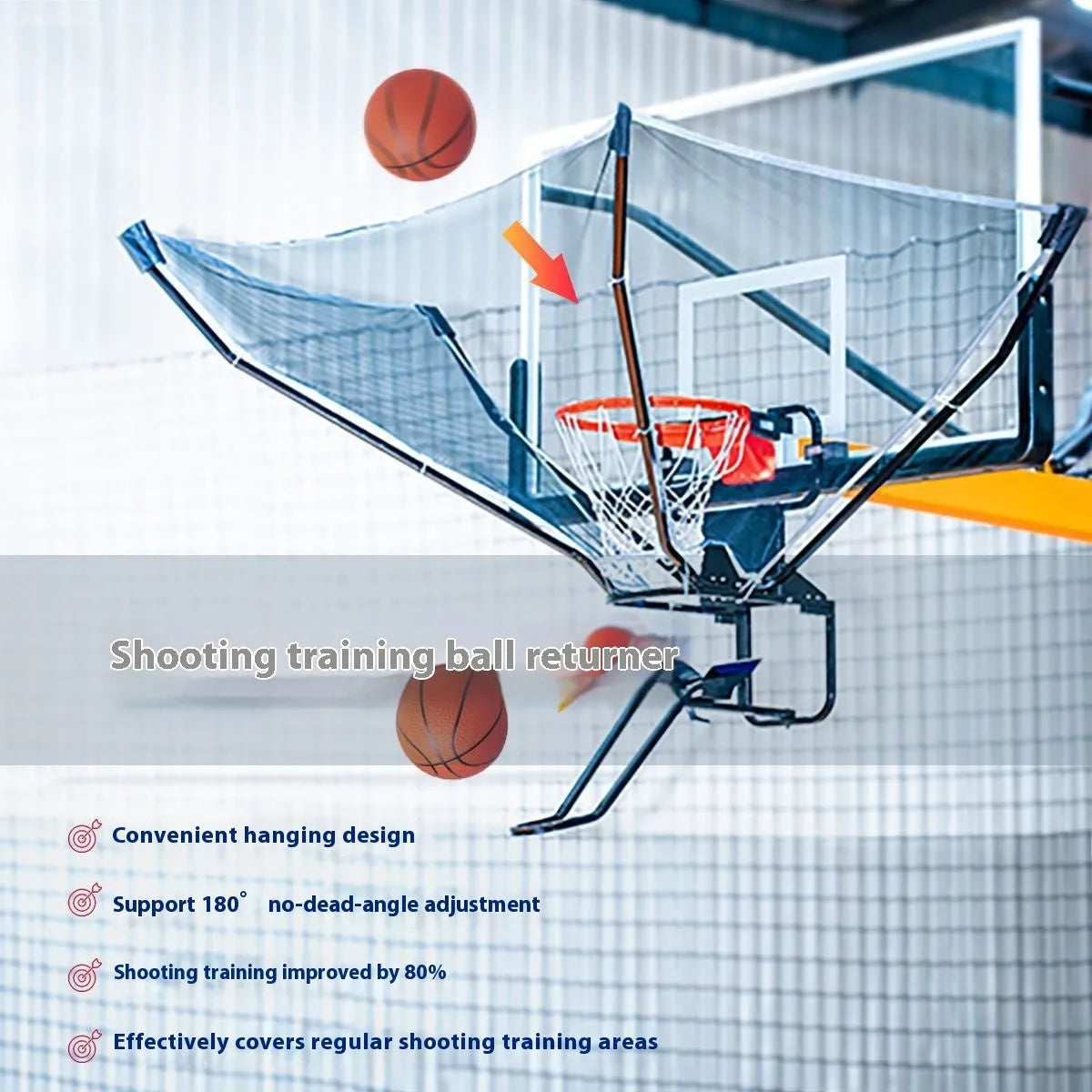 Continuous pitching automatic basketball ball return trainer with cowhide and iron construction