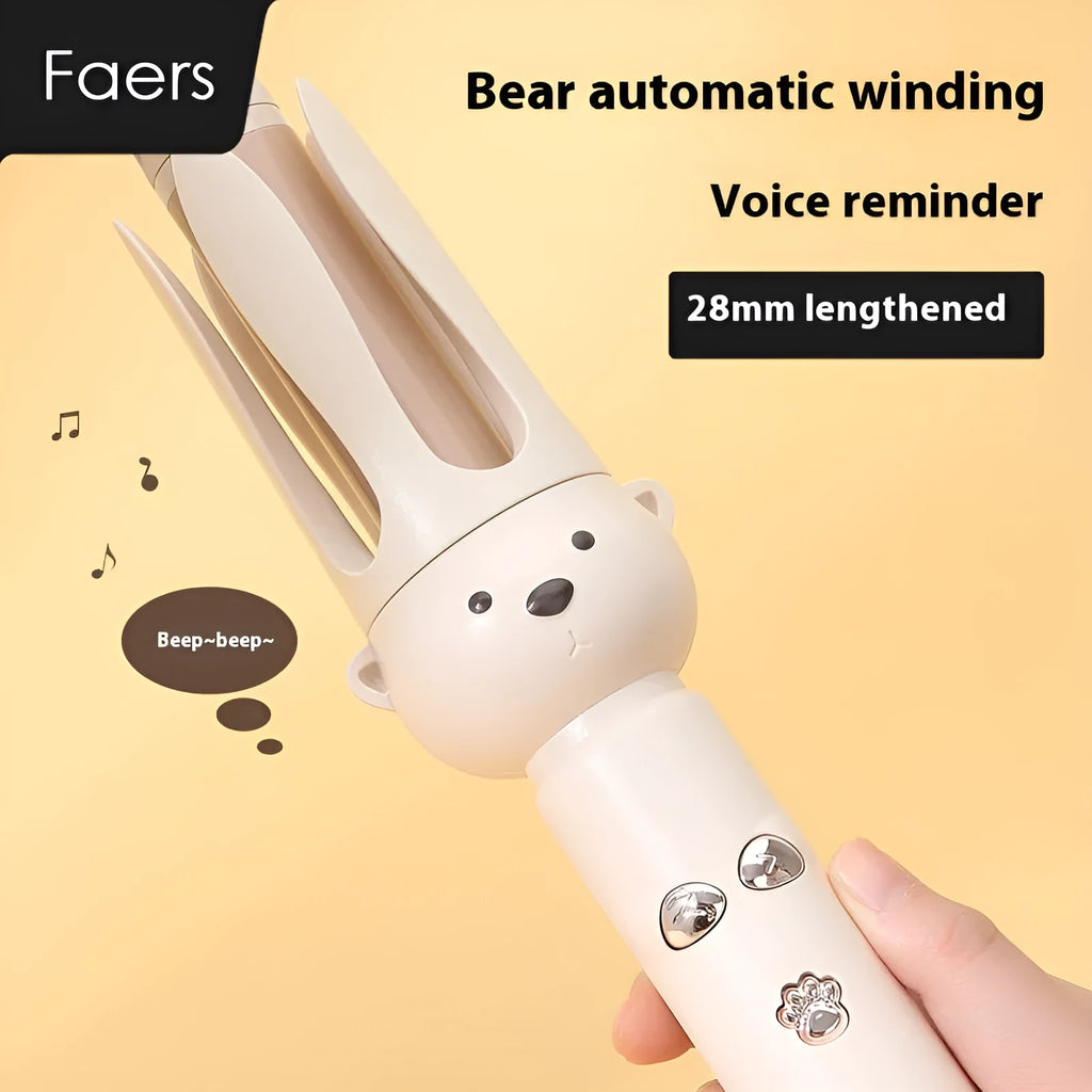 Beige automatic hair curler with anion negative ion technology and hair stick accessory