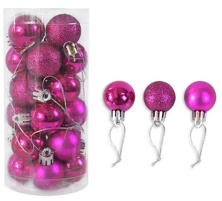 3cm diameter electroplated Christmas balls in assorted colours with shiny matte finish