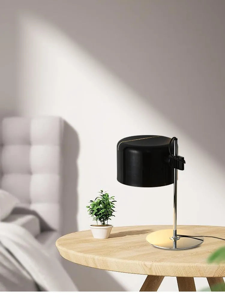Modern simple table lamp with carbon steel and aluminium base, 35cm by 48cm, in white finish