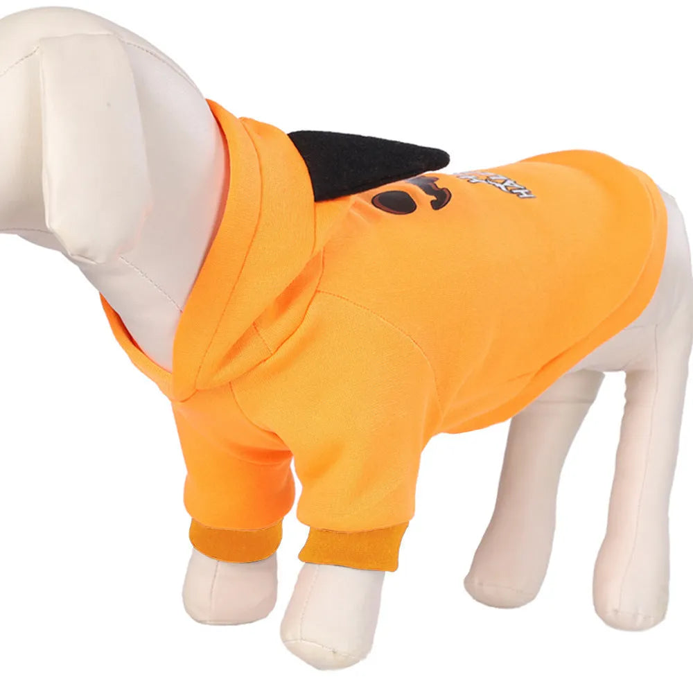 Halloween pumpkin sweater dog clothing in flannel, black colour, available in sizes S M L