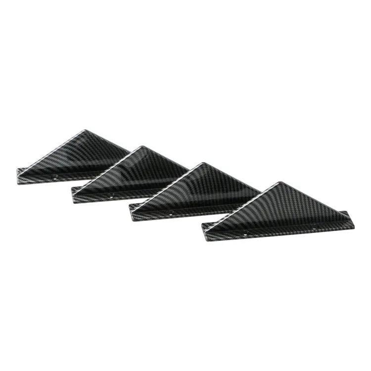 Four triangle rear spoilers in bright black and carbon fibre finishes