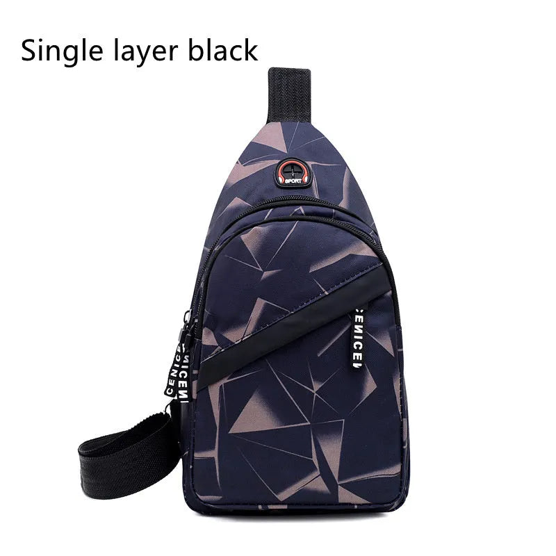 Men's Oxford cloth crossbody bag with earphone hole in medium size
