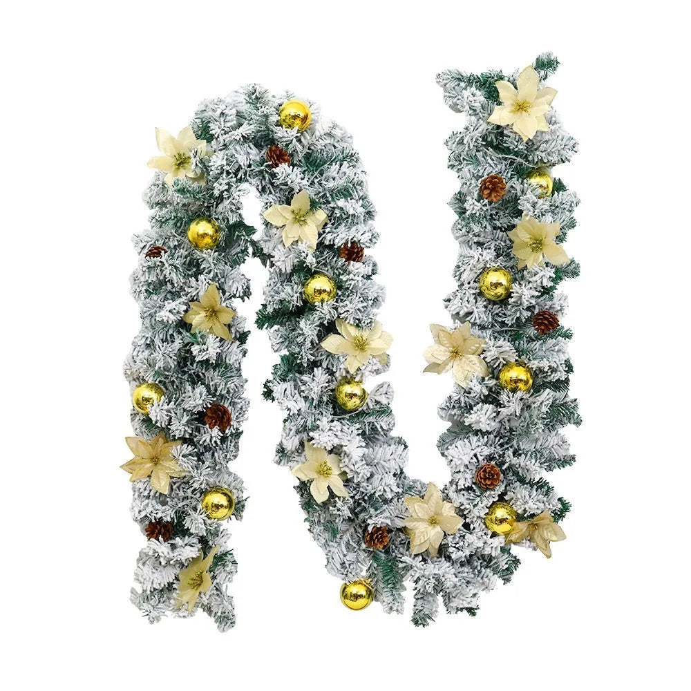 PVC rattan Christmas garland with flocked texture in a choice of festive colours.