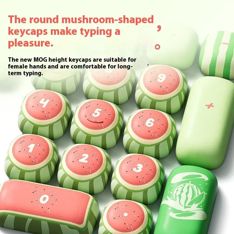 138 piece watermelon theme PBT keycap set with five-sided sublimation and small steamed bun profile for mechanical keyboards