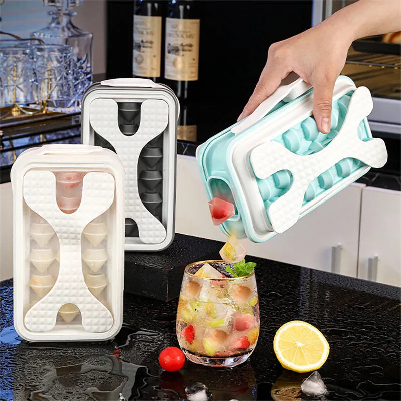 Silicone ice ball mould water bottle with diamond curling design in light grey, sky blue, or white colours