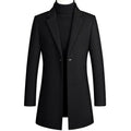 Korean style long woolen trench coat, single button, straight hem, no belt, available in five colours.