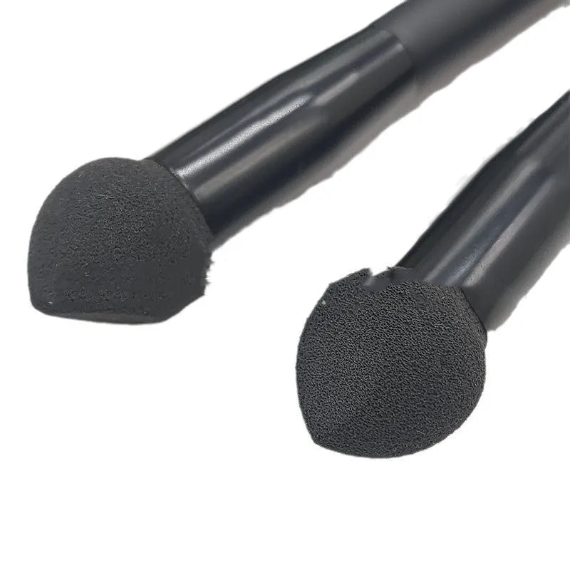Concealer brush with triangular sponge head and wood handle for dark circles