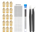 Brass MK8 3D printer nozzle and stainless steel cleaning pin kit with 0.4mm aperture
