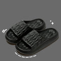 Leaf texture design EVA slippers in multiple colours on a white background.