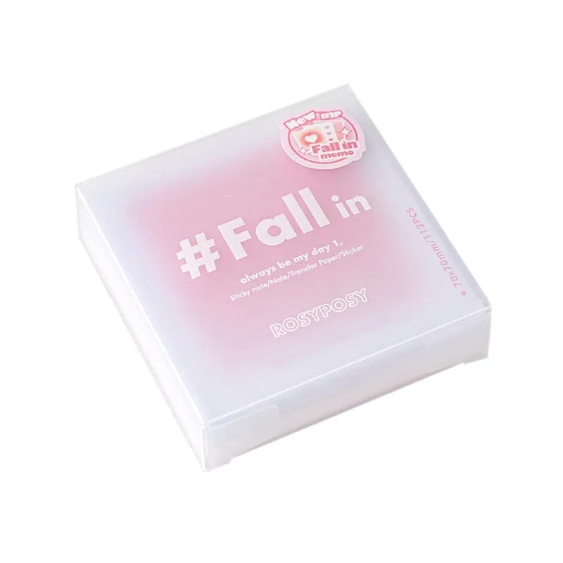Square 70mm gradient parchment inner notepad brick with sticky notes, notes, and parchment paper in blush, green, purple, or blue.