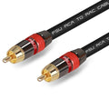 RCA coaxial cable with gold-plated connectors, black or red, 0.5m to 5m lengths