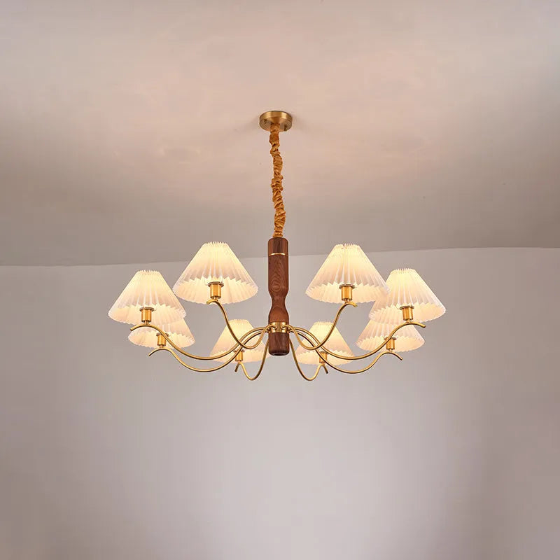 American retro wall lamp with walnut wood and fabric construction, wall-mounted design
