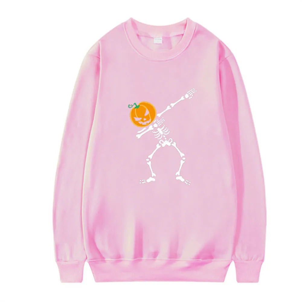 Women's casual printed long sleeve crew neck top in a cotton polyester blend fabric.