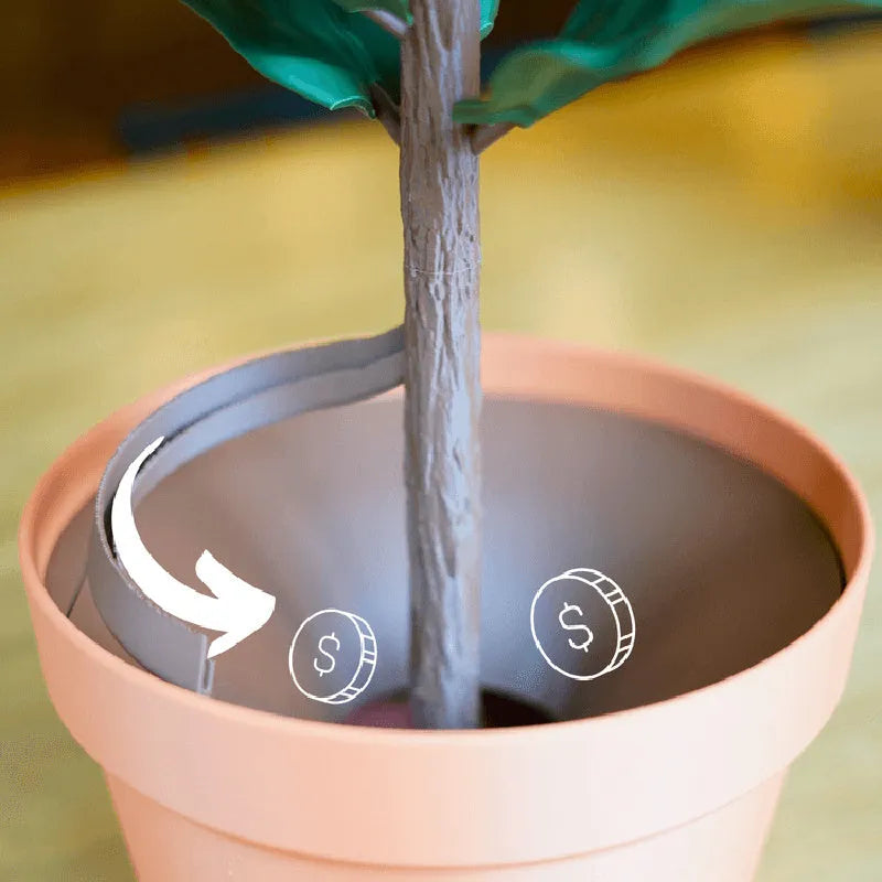 Simulation Green Plant Coin Bank Money Tree 3D Printed PLA Piggy Bank Novelty Money Storage Whole Tree Colour Home Desk Decor Savings Gift for Adults and Children