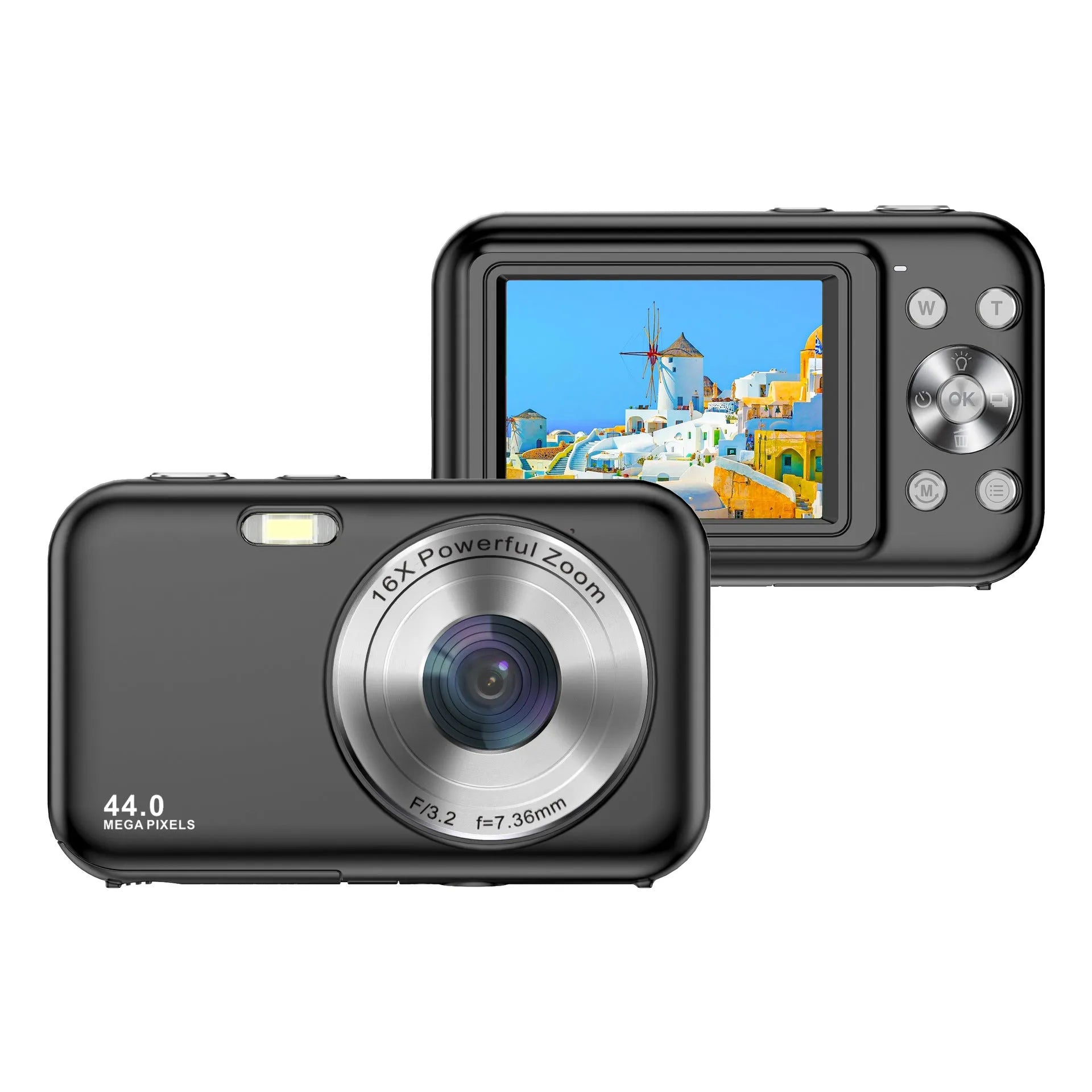 Children's digital camera in black, green, pink, or purple with 2.4-inch screen and 44MP beauty filter