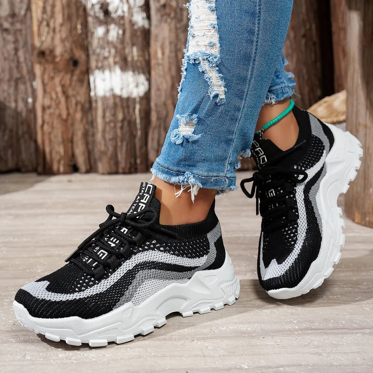 Women's lightweight soft bottom casual sports shoes in three colour options with front lace-up design.