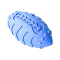 Light green bite-resistant rubber rugby dog toy with interactive vocal feature