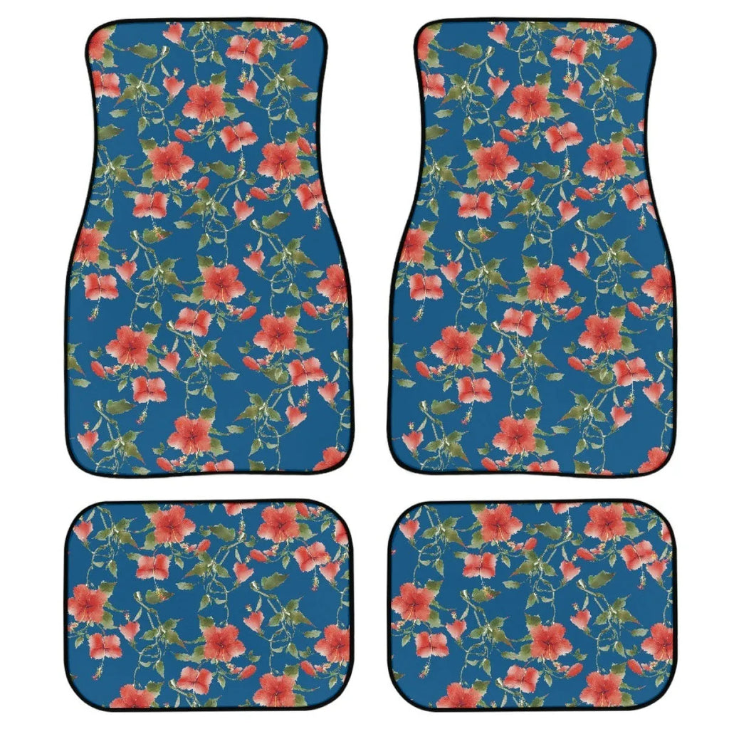 Black rubber car foot mat set, four pieces with 20mm thickness for vehicle footwell protection.