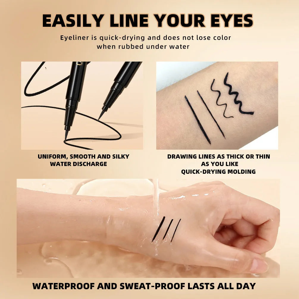 Black sweat-proof quick-drying liquid eyeliner pen with non-smudging formula