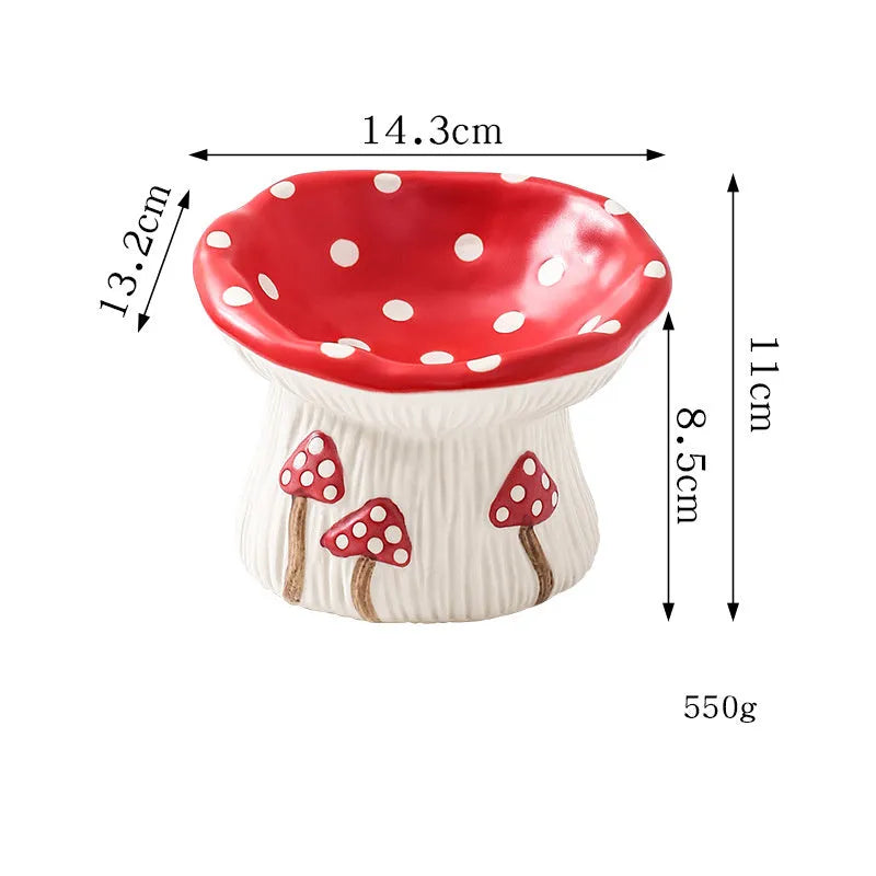 Creative mushroom modelling tall pet bowl for cat and dog food and water feeding