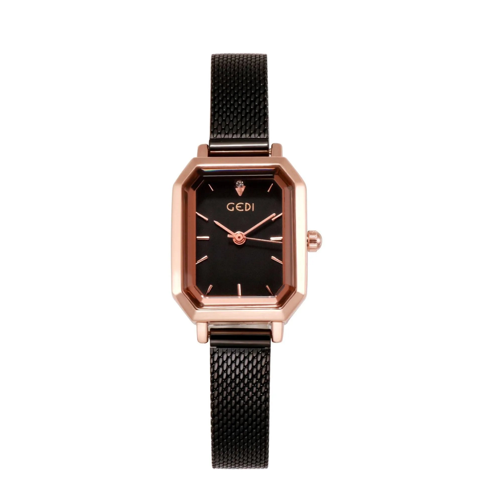Square retro casual watch for women with rose shell case and multiple colour options