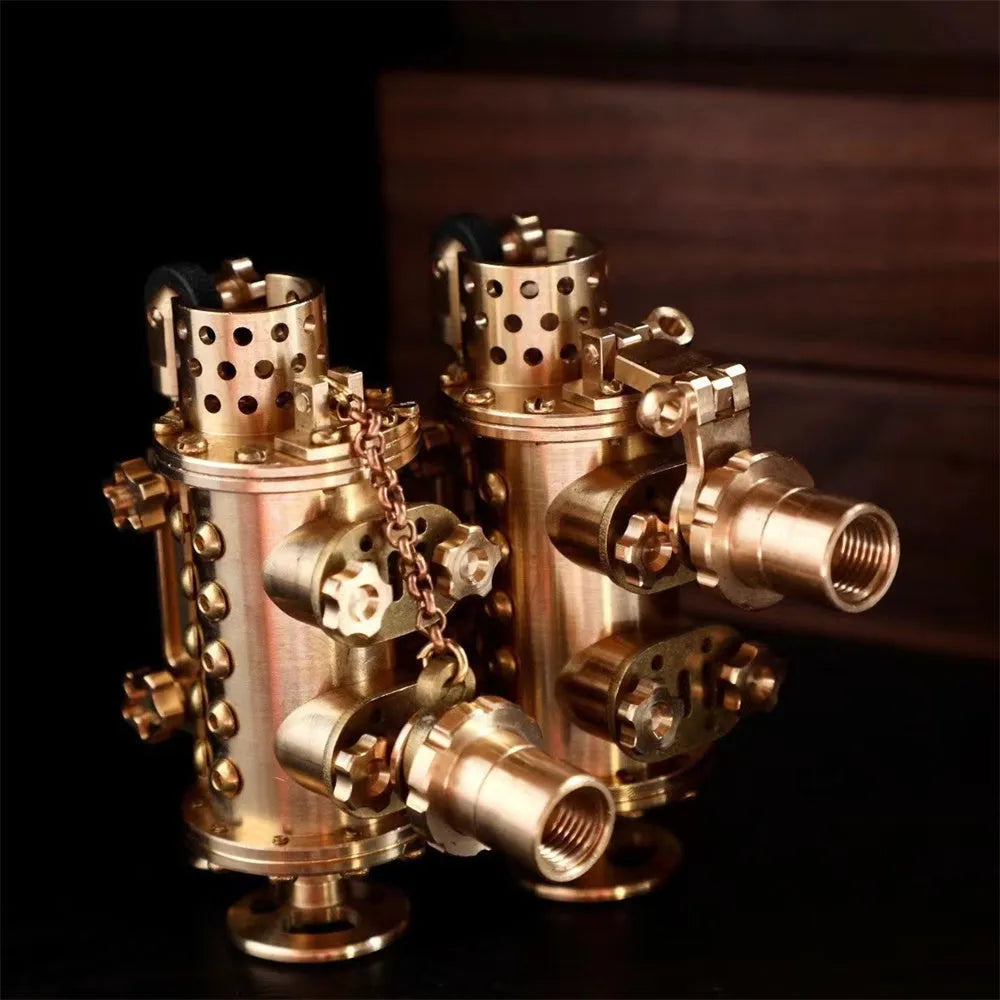All copper handmade kerosene lighter with brass colour, mechanical punk style, shaft even design