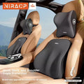 Memory foam car headrest and lumbar support cushion set with milk silk cover in black, pink, blue, grey, coffee and dark grey