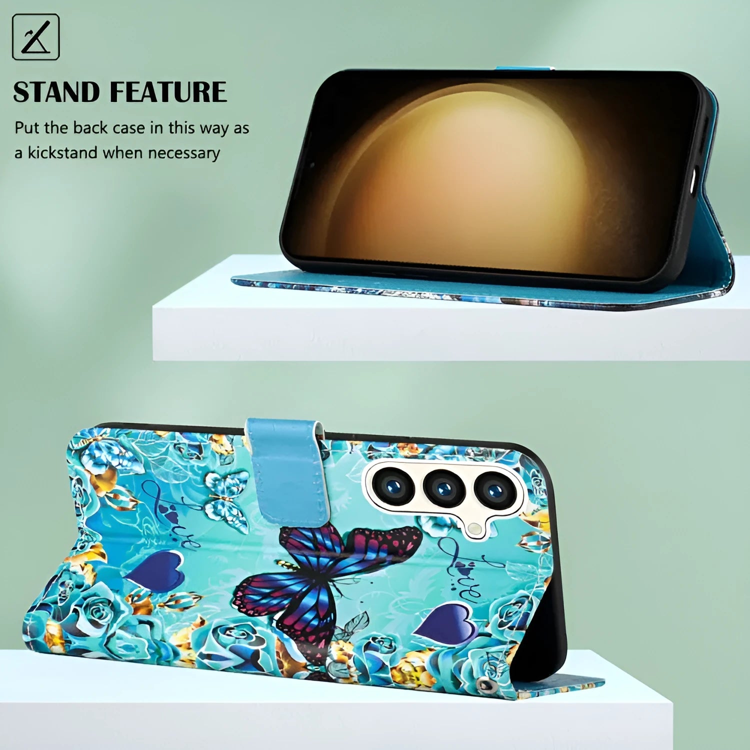 Painted imitation leather phone case for Samsung with built-in bracket, shockproof and drop-proof design