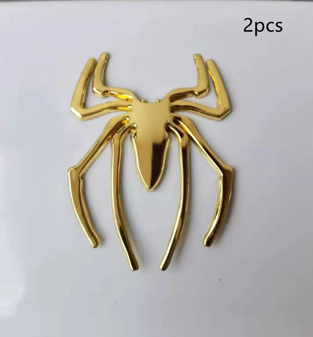 Zinc alloy three-dimensional metal spider bumper sticker in gold colour