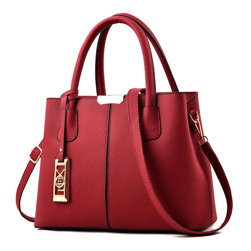Women's large capacity PU leather shoulder handbag in horizontal square design with single strap