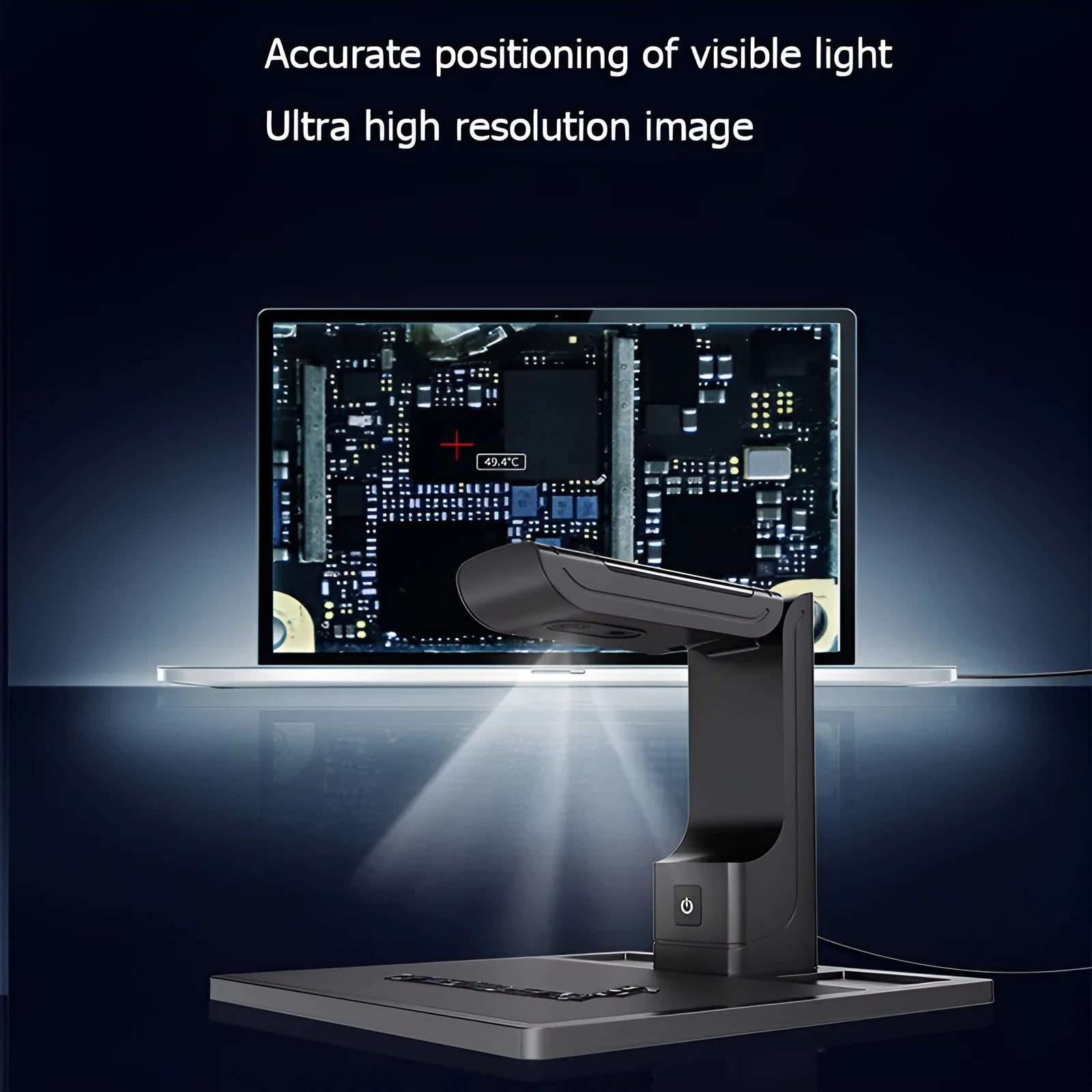 Black USB-connected handheld mobile phone mainboard diagnostic instrument.