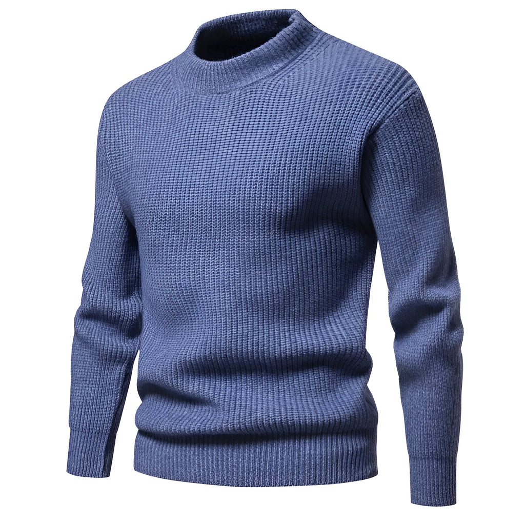 Men's casual knitted slim fit sweater in dark grey, blue or light brown, sizes M to XXXL