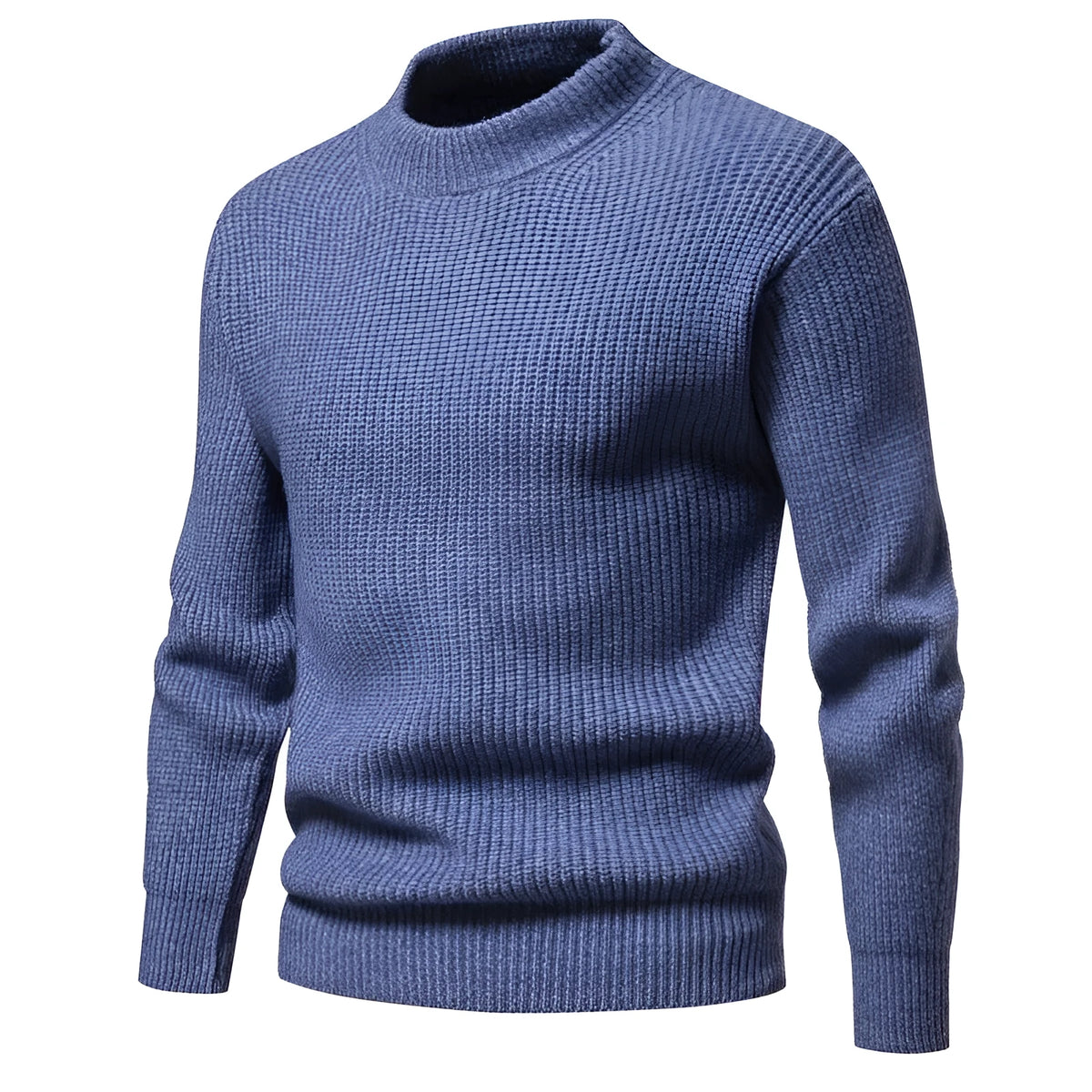 Men's casual knitted slim fit sweater in dark grey, blue or light brown, sizes M to XXXL