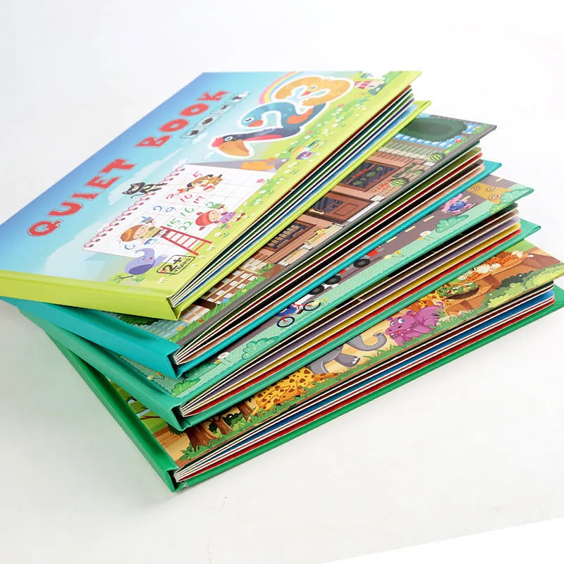 Wooden children's enlightenment sticker quiet book, 28 x 20.5 x 1.8 cm, for ages 4-6, themed paste activity book