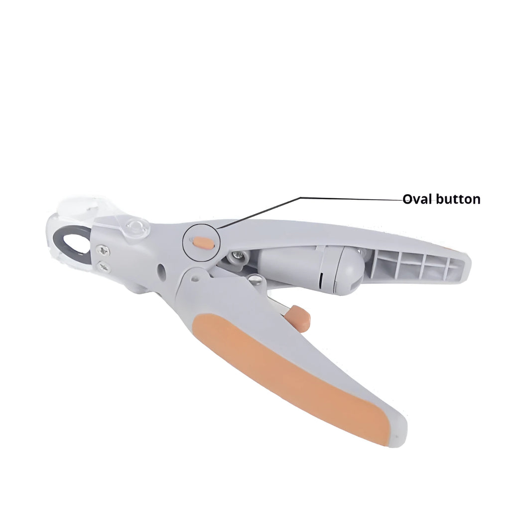 ABS plastic dog nail clipper with LED light and red imitation blood line safety indicator