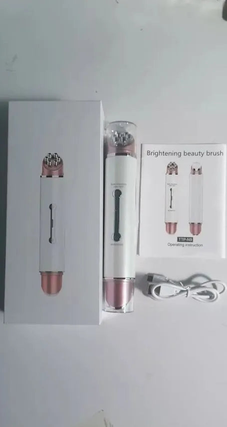 Eye beauty instrument with ultrasonic and ion functions, USB rechargeable, pink body, 215x90x42mm
