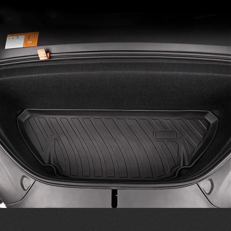 Custom rubber and TPE floor mat set for Tesla Model 3, Y, X, and S interior protection.