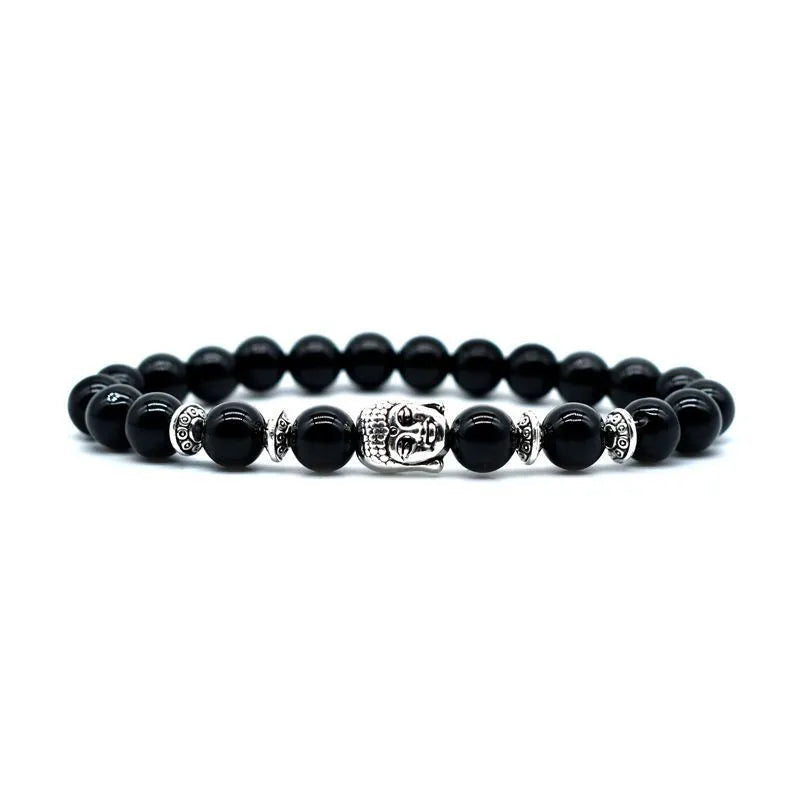 Fashion personality bracelet with tiger eye Buddha head bead, unisex design, interchangeable bead system