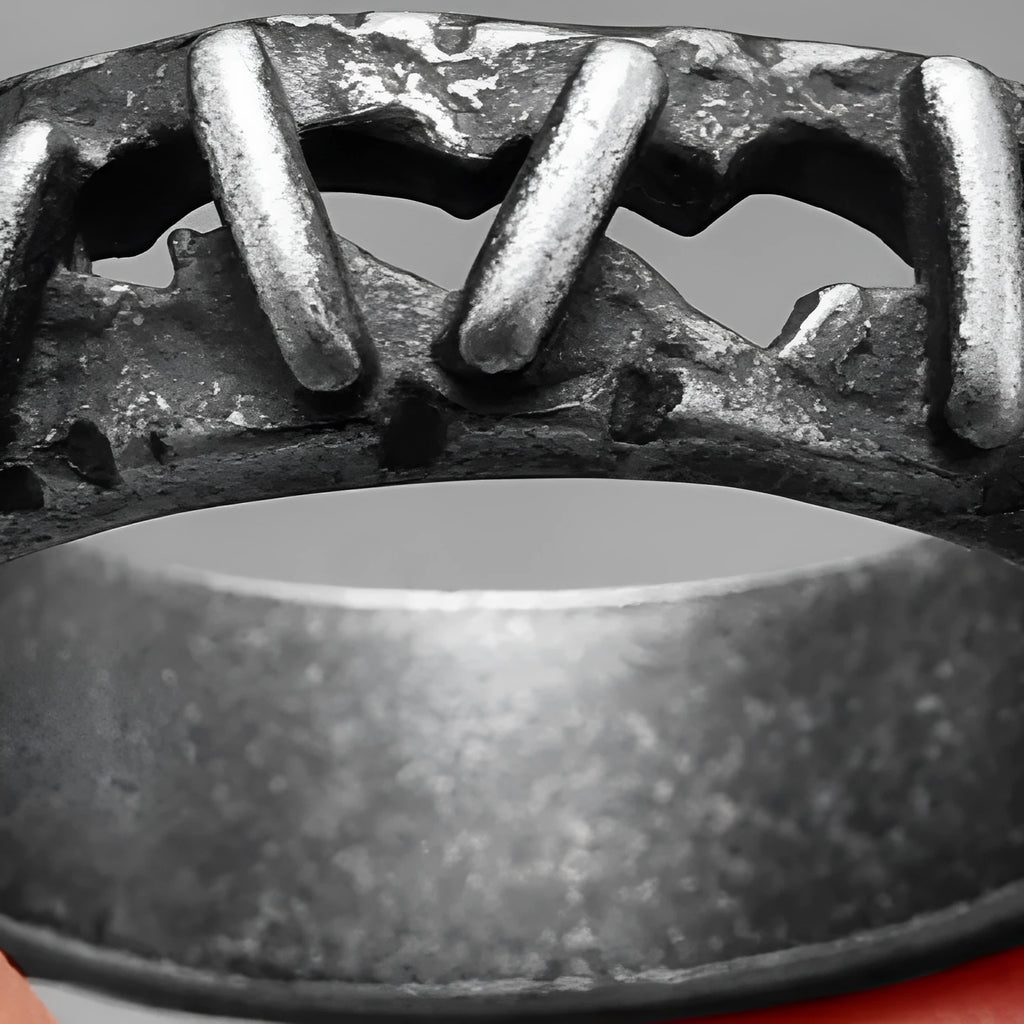 Stainless steel double ring with punk stitching design in Style 2 colour