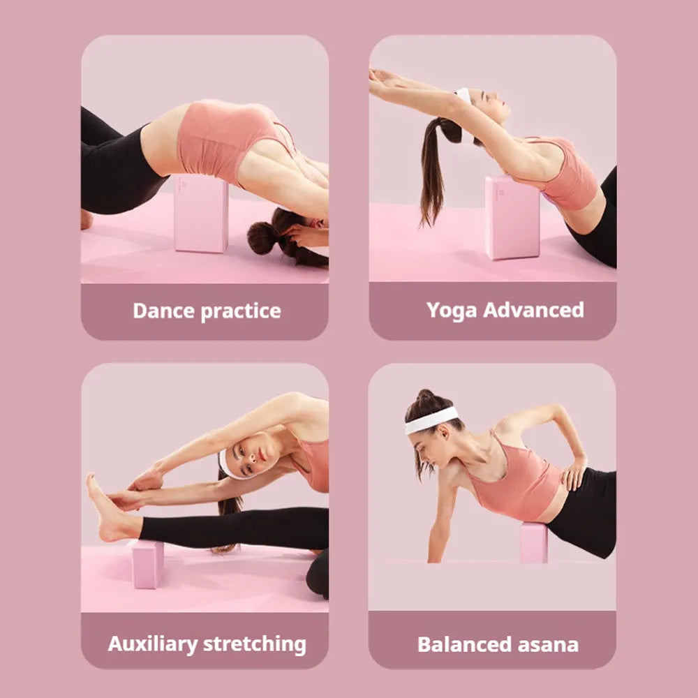 High density EVA yoga block with hexagonal ridges in solid colour for gym training and balance exercises