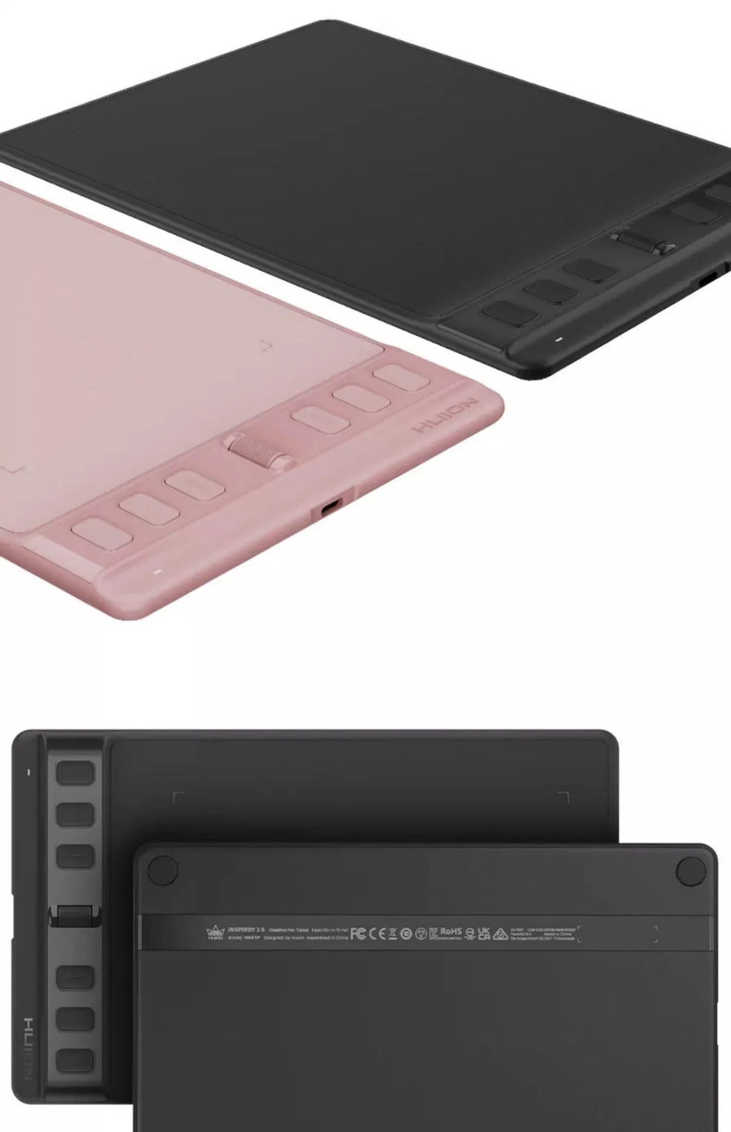 Hua Wang H641P black drawing tablet with PW110 pen on wooden desk