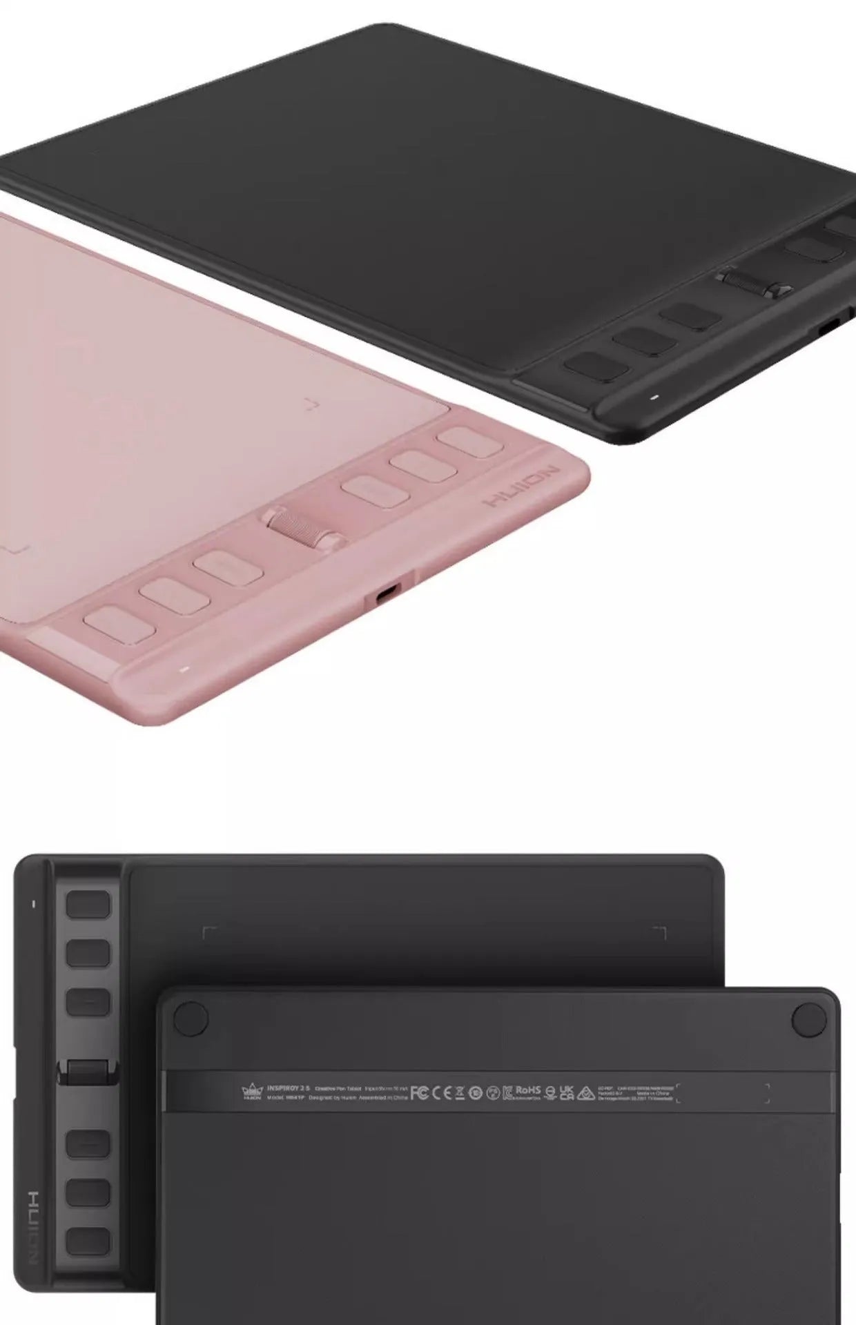 Hua Wang H641P black drawing tablet with PW110 pen on wooden desk
