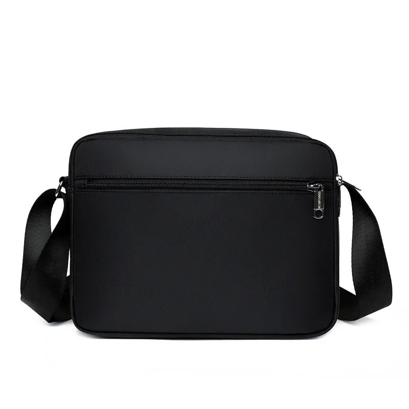 Men's black Oxford cloth horizontal multi-layer messenger bag for daily matching
