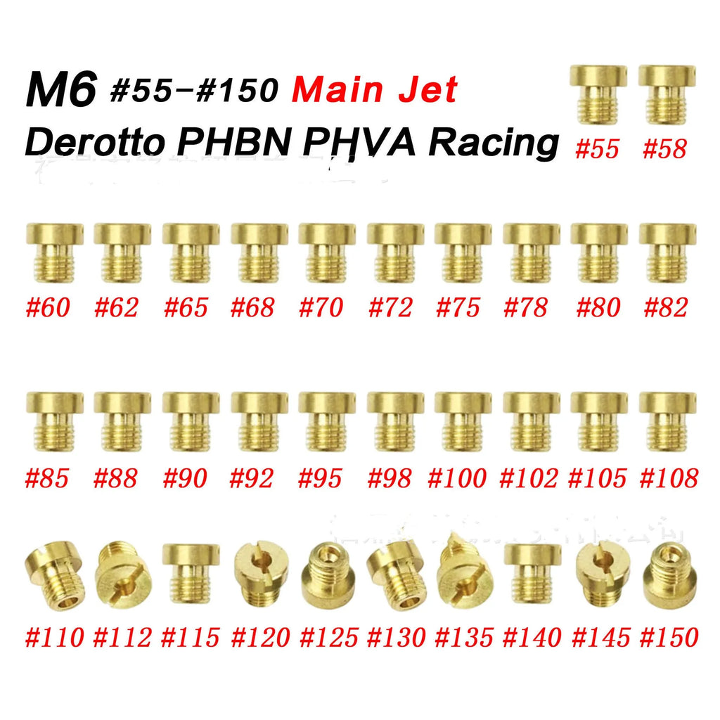 Brass M6 carburetor main jet with measuring hole for PHBN PHVA models