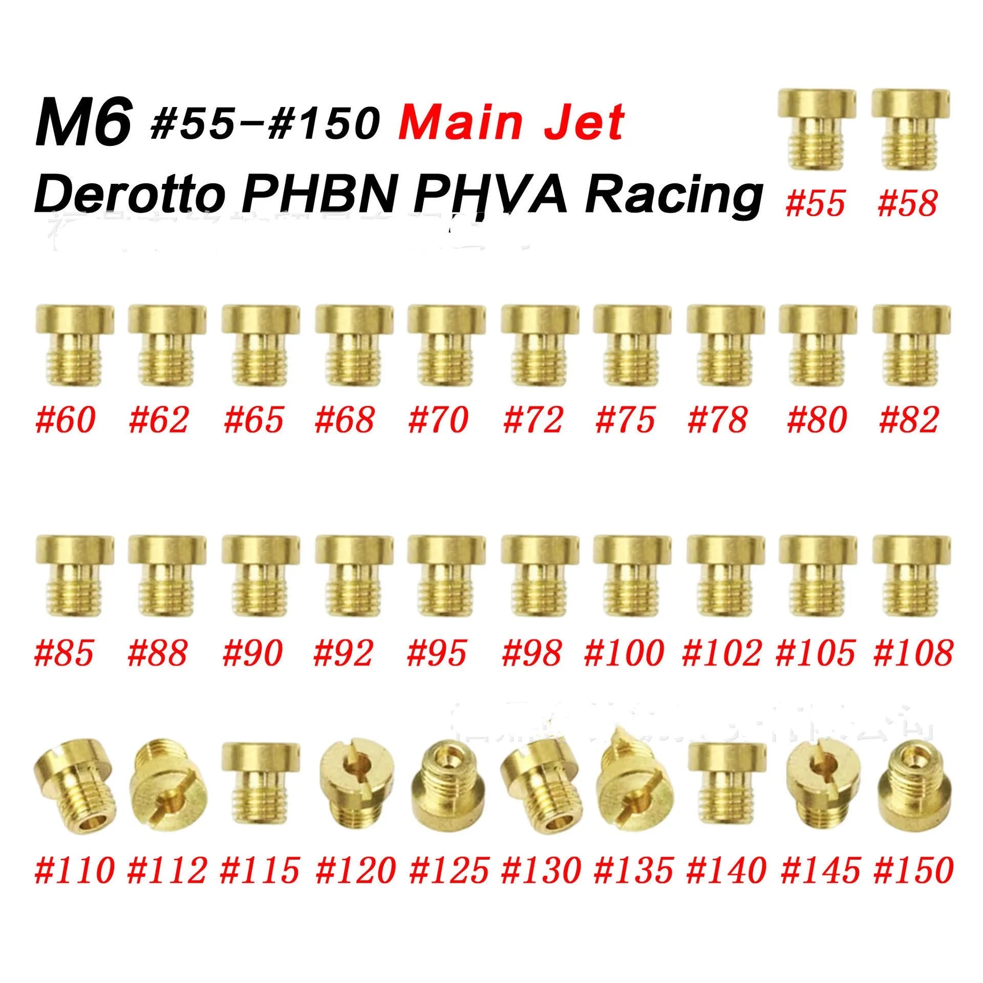 Brass M6 carburetor main jet with measuring hole for PHBN PHVA models