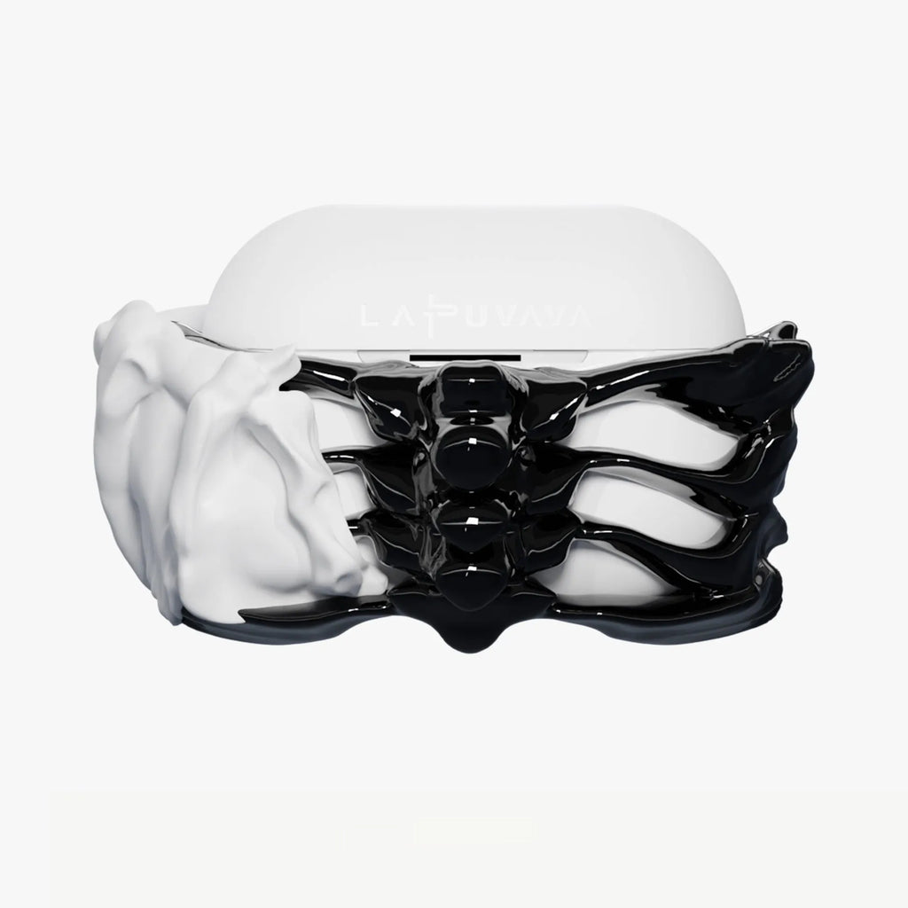 Black and silver skeleton wings silicone hard case cover for AirPods Pro charging case